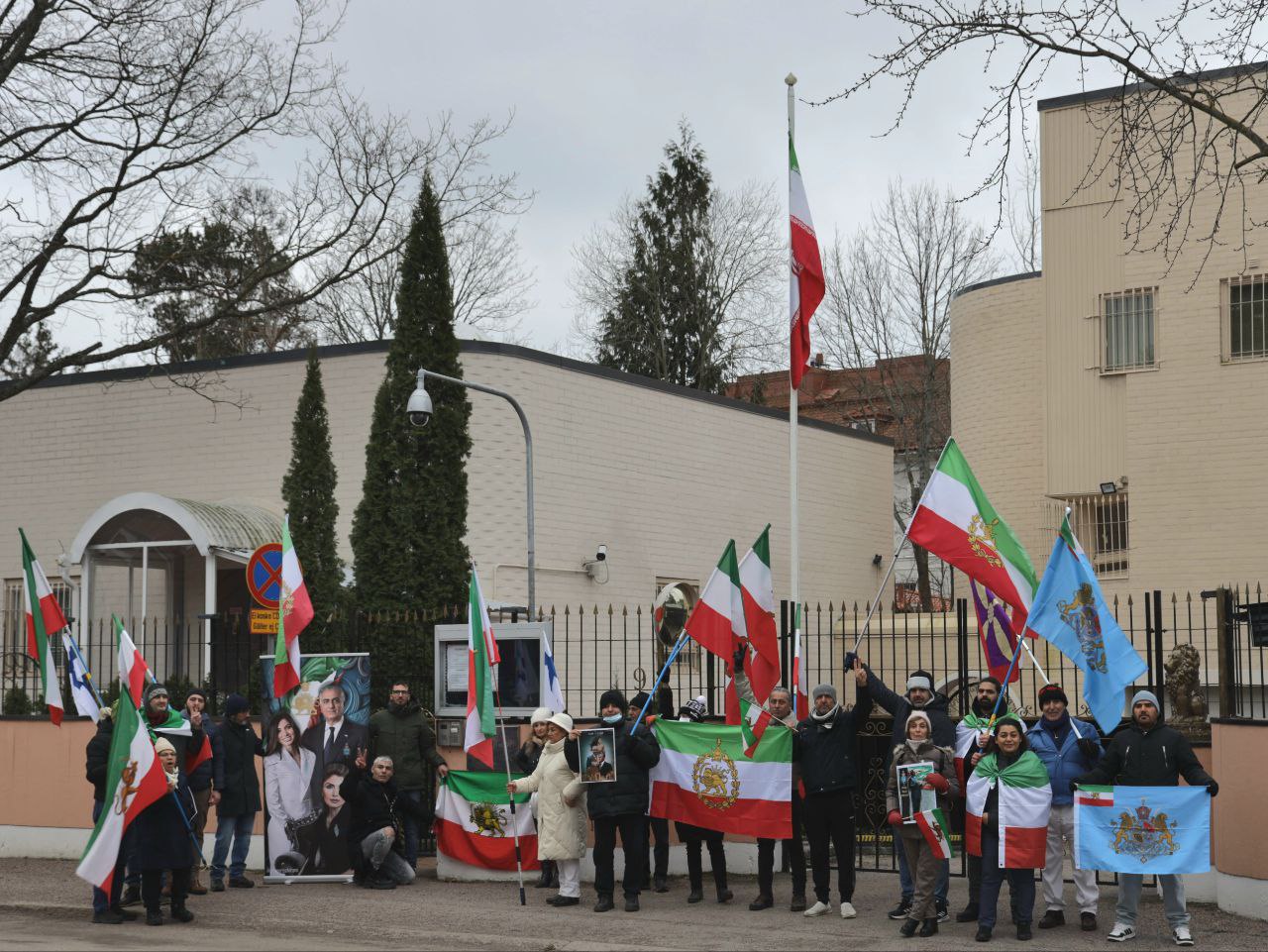 demonstration in front of the embassy